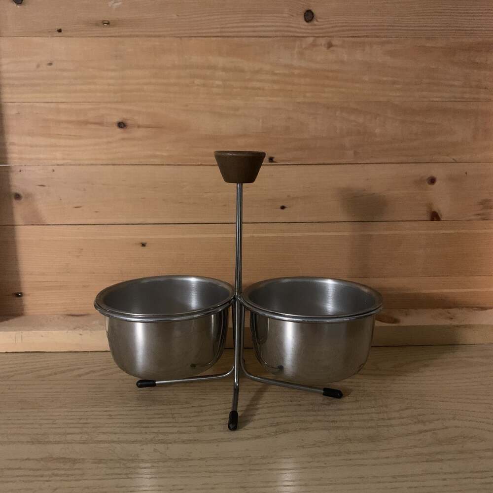 Vtg MCM 2- Condiments stainless steel caddy
